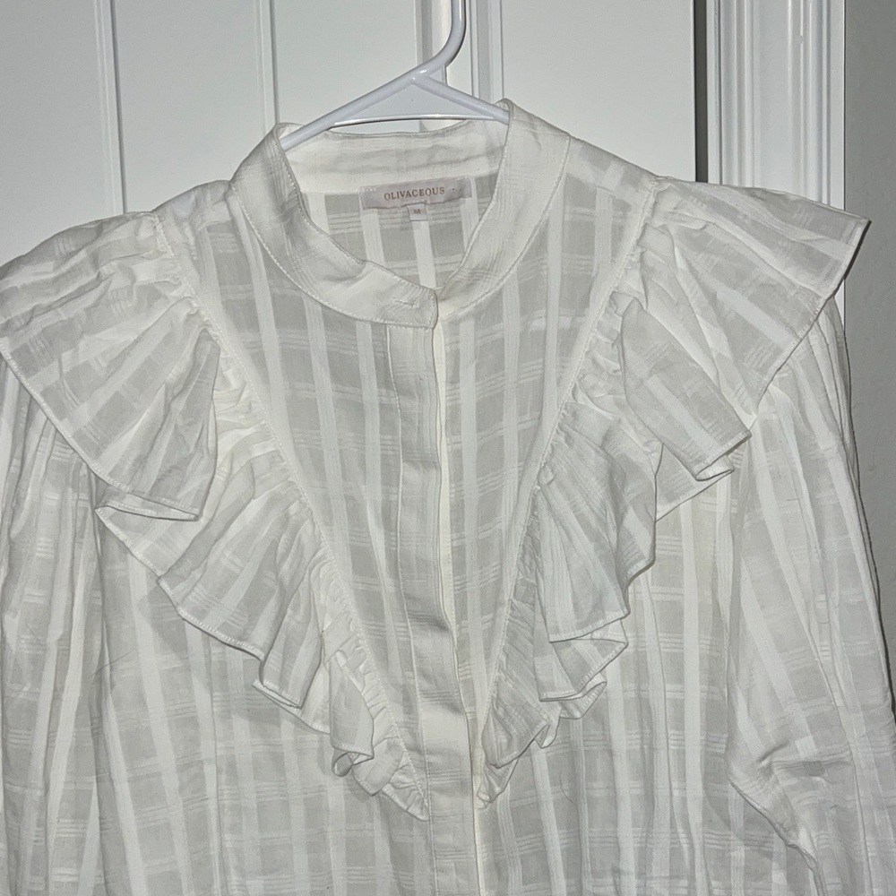 Olivaceous White Ruffled Blouse - Picture 3 of 6